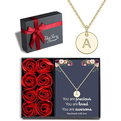 Disc Initial Necklaces for Women Girls, 14K Gold Filled Dainty Round Disc Double Side Engraved Hammered Initial Necklace Personalized Letter Pendant Initial Necklaces Jewelry Gifts for Women Girls