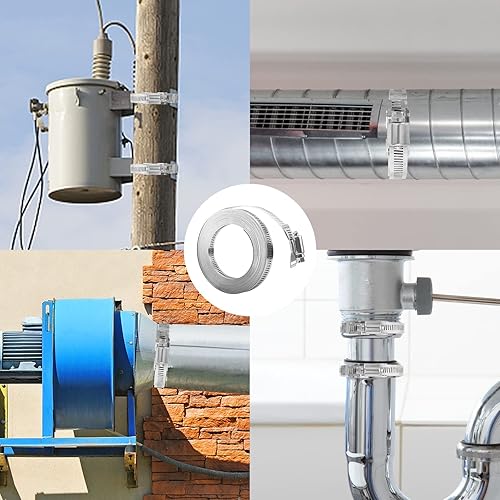Miniatura 7 de Abrazaderas de manguera de 20 pies ajustable de acero inoxidable 304 Abrazadera de manguera grande con 9 sujetadores abrazaderas de conducto para