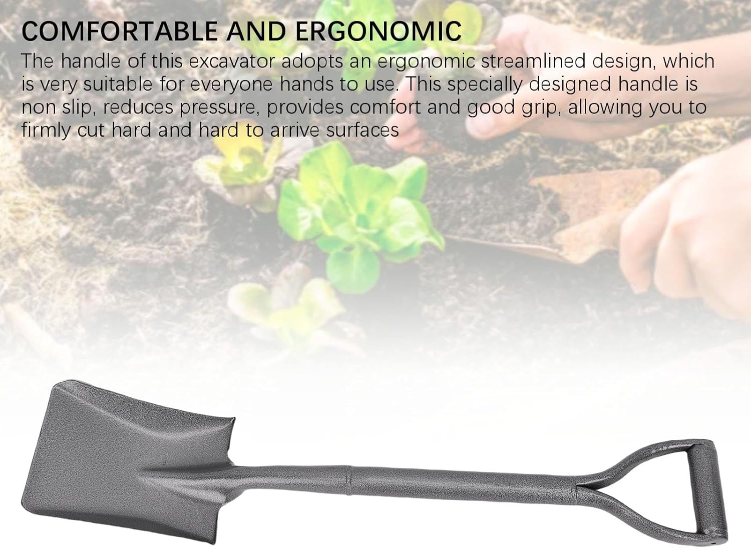 Fafeicy Metal Shovel, Incisive Round Headed Tip, Reinforced Welded Components, D Shaped Handle, Ergonomic Design, Short Round D Handle, Mn Steel 76cm