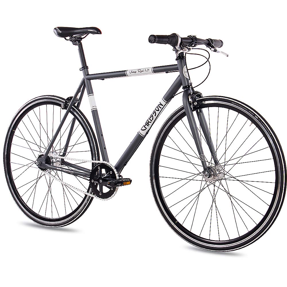 CHRISSON 28 Zoll Retro Rennrad Vintage Bike - Vintage Road N7 anthrazit 52 cm mit 7 Gang Nexus Nabenschaltung, Urban Old School Fahrrad für Damen und Herren