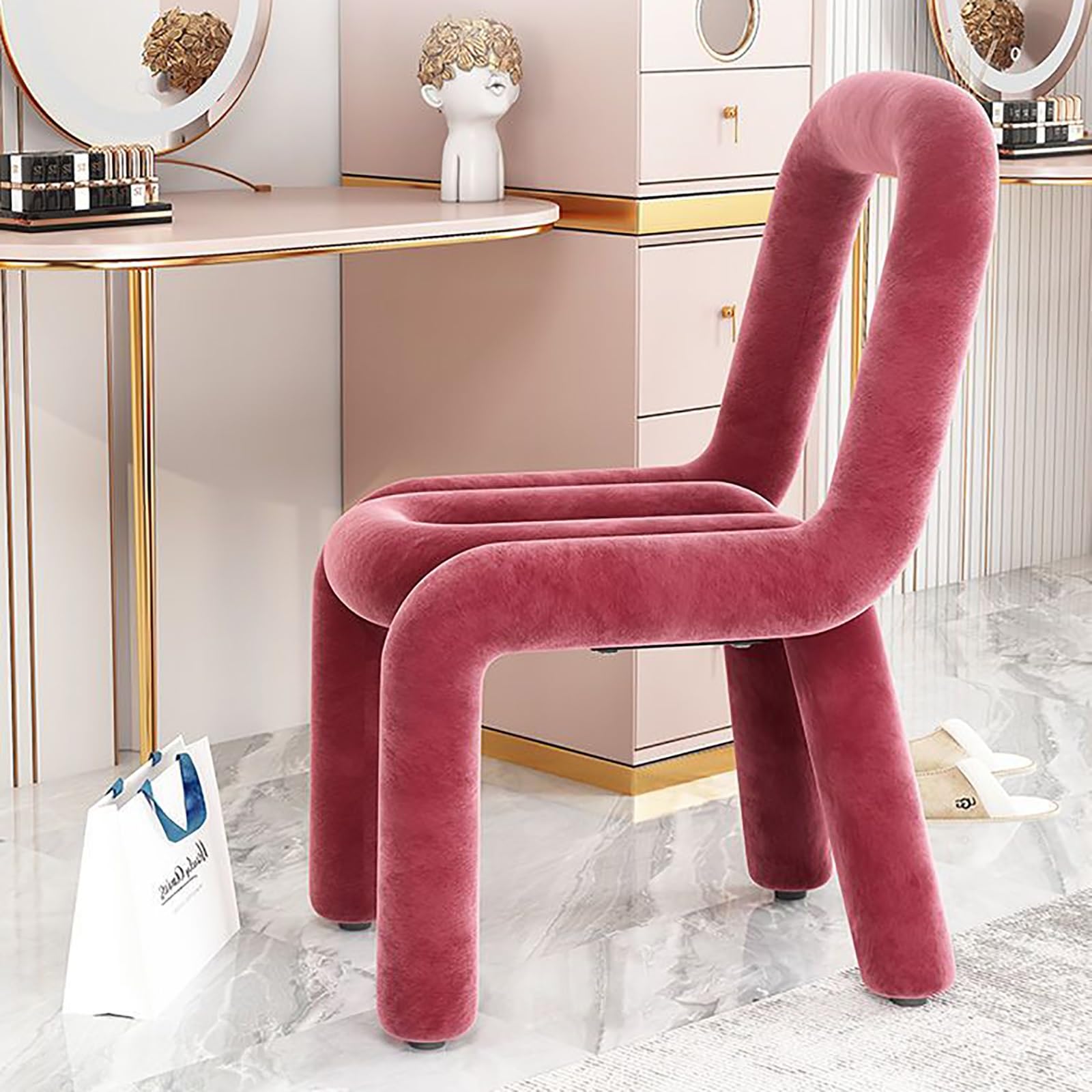 Chaise Coiffeuse en Forme, Chaise de Coiffeuse Géométrique Moderne, Fauteuil Coiffeuse Créative, pour Salle de Maquillage ou Salon, Chambre à Coucher (Color : A-1)