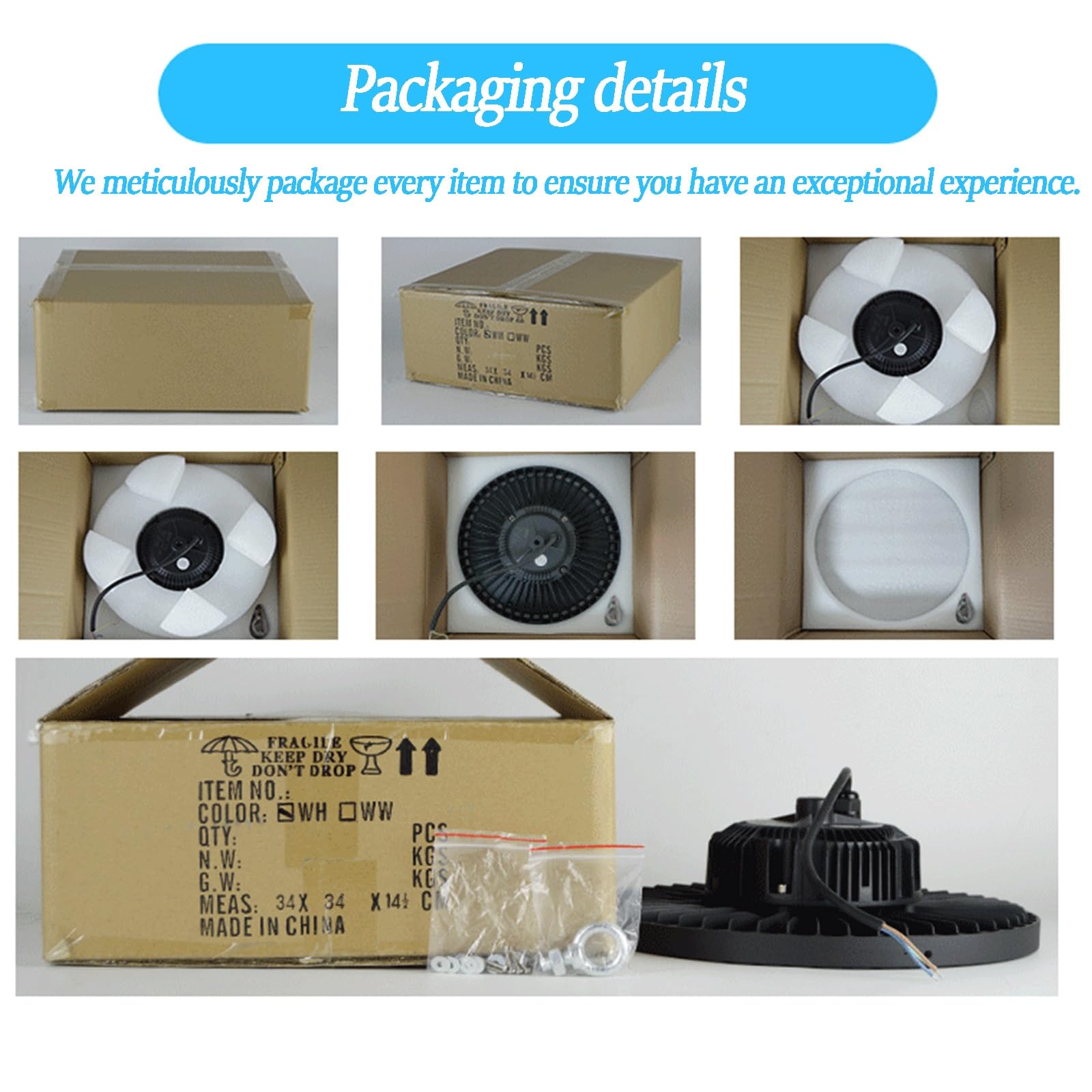 4-Pack UFO LED High Bay Lights 200W 42 000LM High Bay Shop Lights IP65 6500K 100W 150W 85-277V — view 6