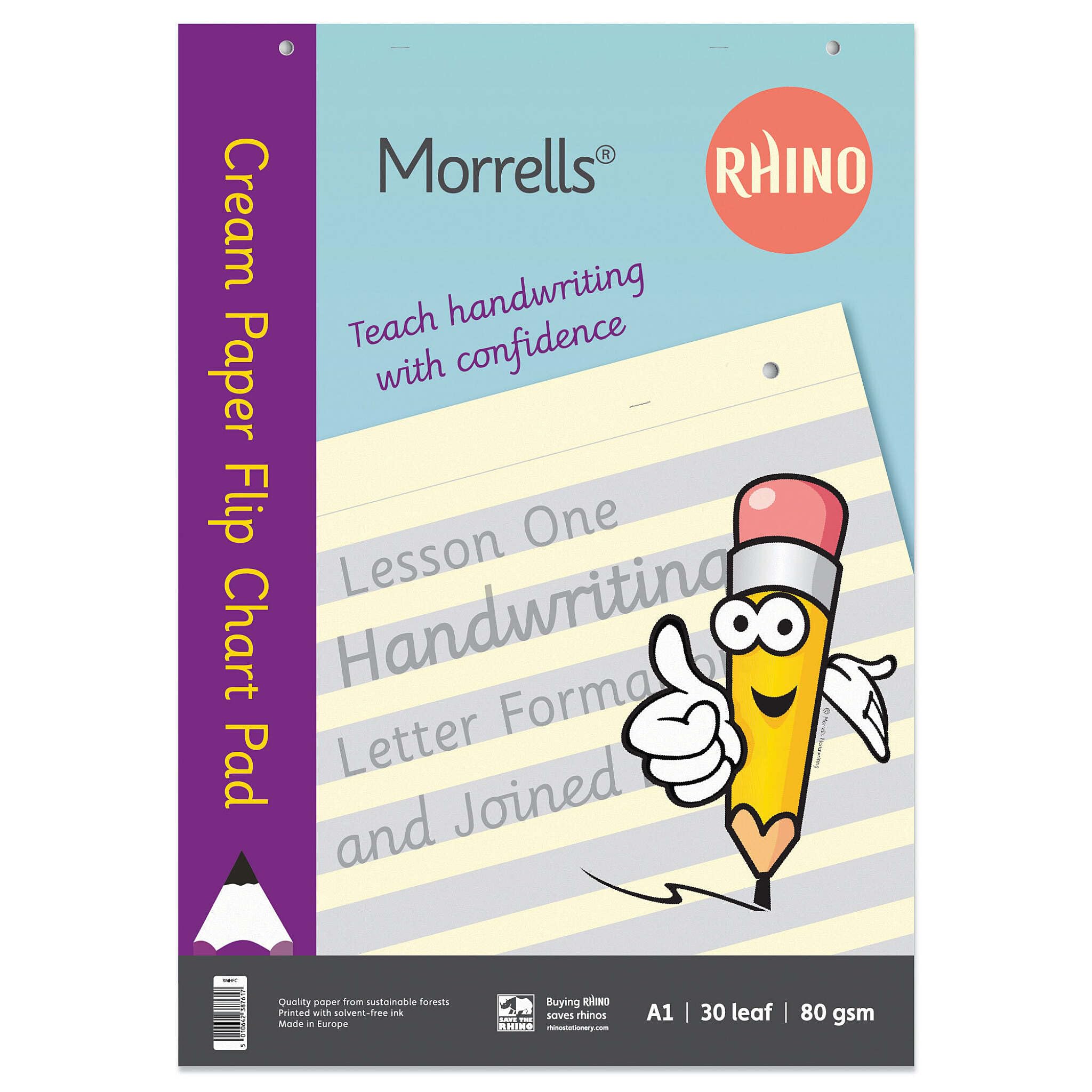 Rhino/Morrells A1 Flip Chart Cream Paper Pad, 60 Page/Alternating Shaded and Plain Ruling, 1 Pack, 30 Leaf, Office & School Stationery Supplies — image 1