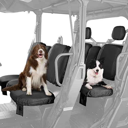 KEMIMOTO Fundas de asiento UTV negras, repelentes impermeables compatibles con Can Am Defender Max HD8 HD10 HD9 fundas de asiento delanteras de dos