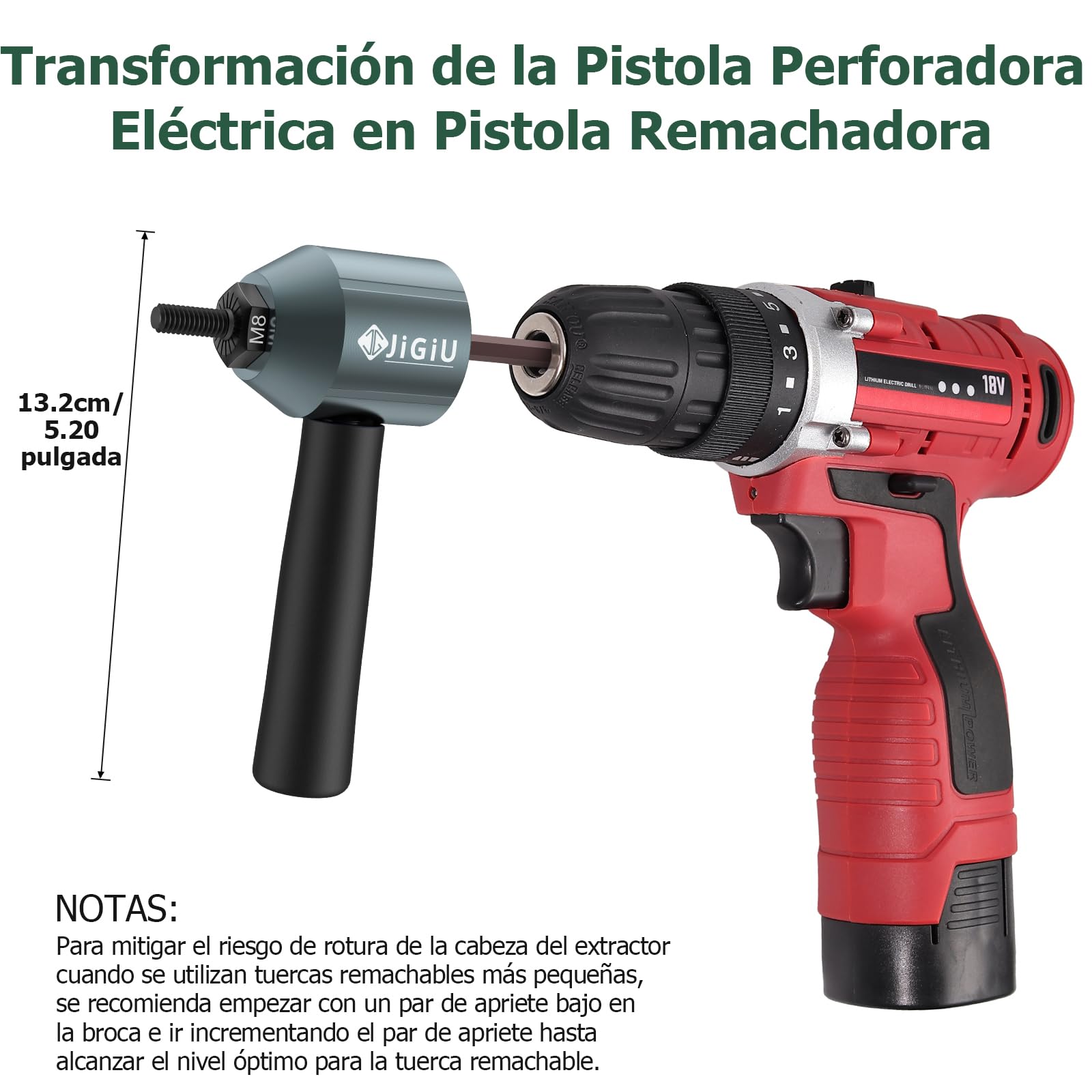 JiGiU Adaptador de Taladro de Tuerca Remachadora Electrica con 5 Mandriles (M3 M4 M5 M6 M8) y 40 Tuercas Fácil de Instalar para Mantenimiento Mecánico de Automóviles