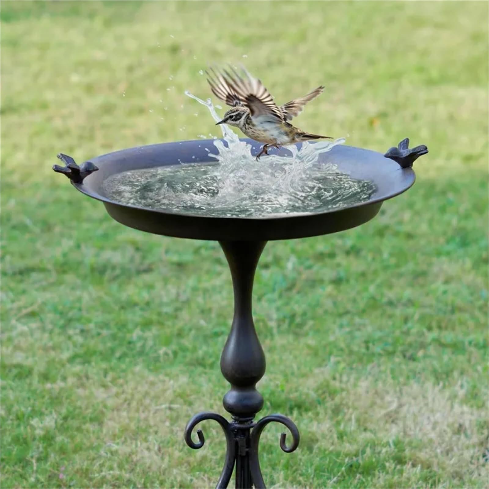 Metal Bebedero pajaros con Pie Baño for pájaros con Soporte, diámetro 18" Ancho x 28" Alto | Baños for pájaros for exteriores, Baños/comedero for pájaros de metal