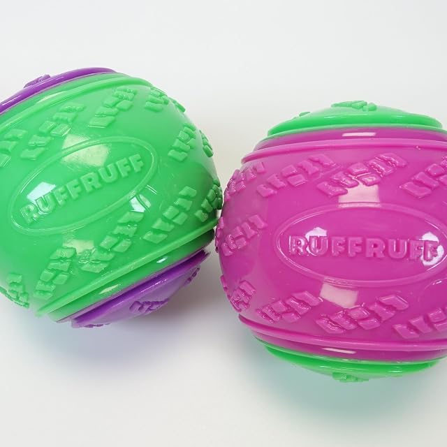 Foto 5 de 6 de RUFFRUFF Paquete de 2 bolas chirriantes extra grandes XL para perros grandes, 9 cm de diámetro