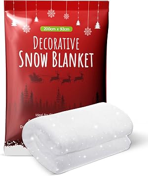 Glittered Artificial Snow Blanket Roll 200cm x 92cm   Fluffy Fake Snow Blanket for Christmas Village, Xmas Tree, Table or Backdrop Decoration, Indoor Glitter Snow Carpet for Winter Display