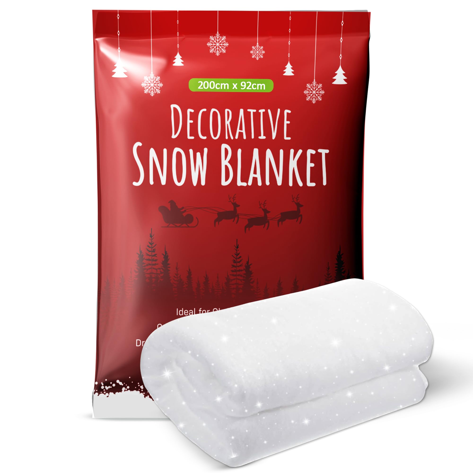 Lets Go Crimbo White Glitter Glittered Artificial Snow Blanket Roll 200Cm X 92Cm – Fluffy Fake Snow Blanket For Christmas Village, Xmas Tree, Table Or Backdrop Decoration, Indoor Glitter Snow Carpet For Winter Display