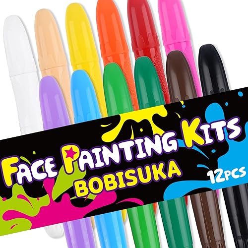BOBISUKA Face Body Paint Sticks Kit, 12 Color Water Based