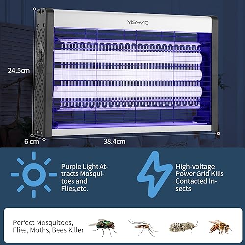 Miniatura 4 de YISSVIC Exterminador eléctrico de insectos, mata insectos para interiores, potente exterminador de mosquitos, matamoscas para moscas, matamosquitos