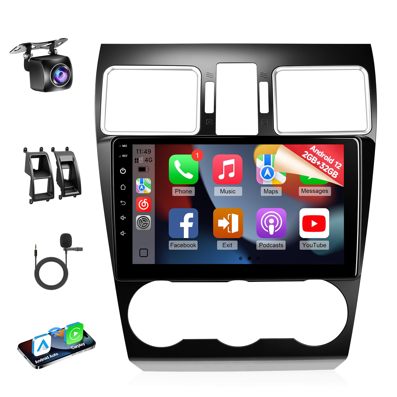 View 1 of 8Core Android 12 Car Radio for Subaru Forester Impreza WRX 2015-2021