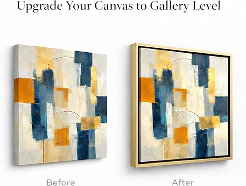 Vista 2 de Marco flotante de lona para lienzo envuelto en galería de 1 a 1.25 pulgadas, marco flotante con aspecto de madera para pinturas al óleo, galería