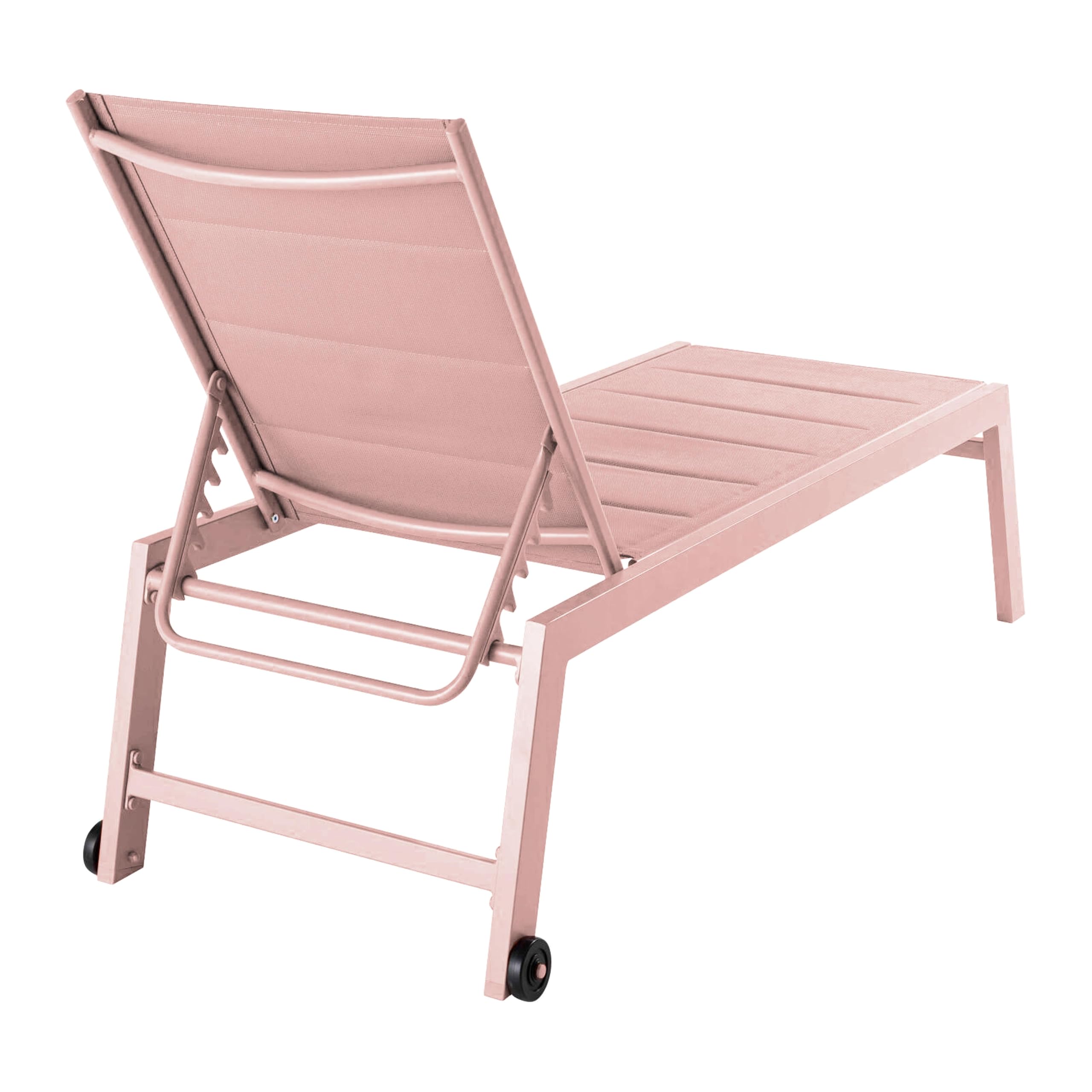 Oviala Lot de 2 Bains de Soleil en Aluminium et textilène Rose poudré