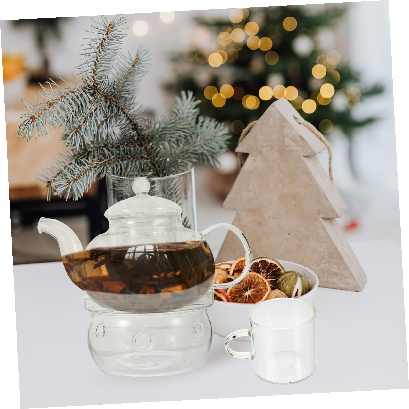 Cabilock Glas Teekanne mit Tassen Teesieb und Griffdesign für Teezeremonie Geeignet für Zuhause Büros und Tee-Liebhaber