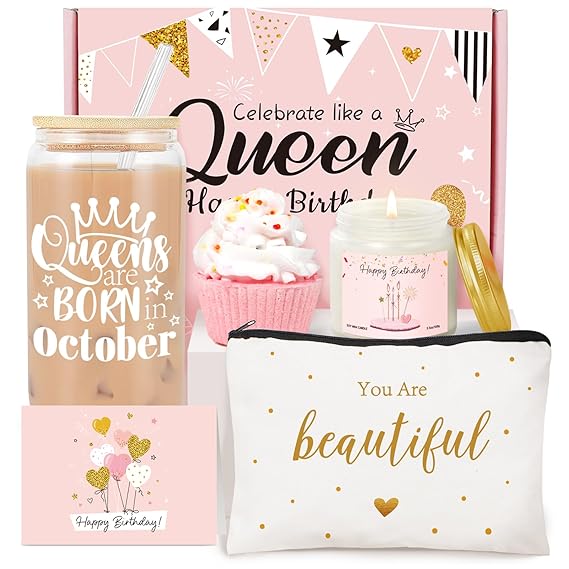 Birthday Gift Basket for Women, Funny Happy Birthday Glass