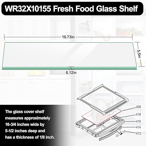 Miniatura 2 de Cubierta para refrigerador WR32X10155 ultraduradera compatible con GE Hotpoint JC Penny Kenmore LG RCA cubierta de cajón de vidrio para refrigerador