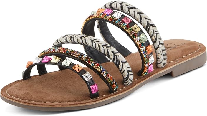 Azura Womens Intoxicate Flaunting Multiple Straps Multicolored Studs Rhinestones