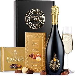 Thornton & France Prosecco & Chocolates Gift Box | Luxury Christmas Gift Hamper For Her With Dry White Sparkling Wine & Assorted Chocolate