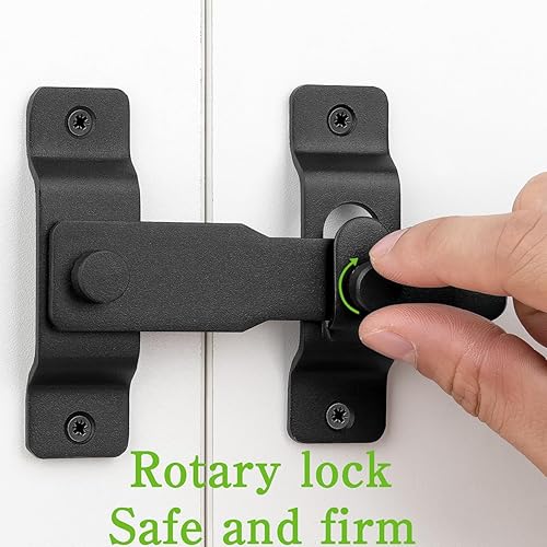 Miniatura 3 de Pestillo de puerta abatible negro mate para puerta de seguridad para valla de madera de granero puertas francesas correderas, cerradura de hardware