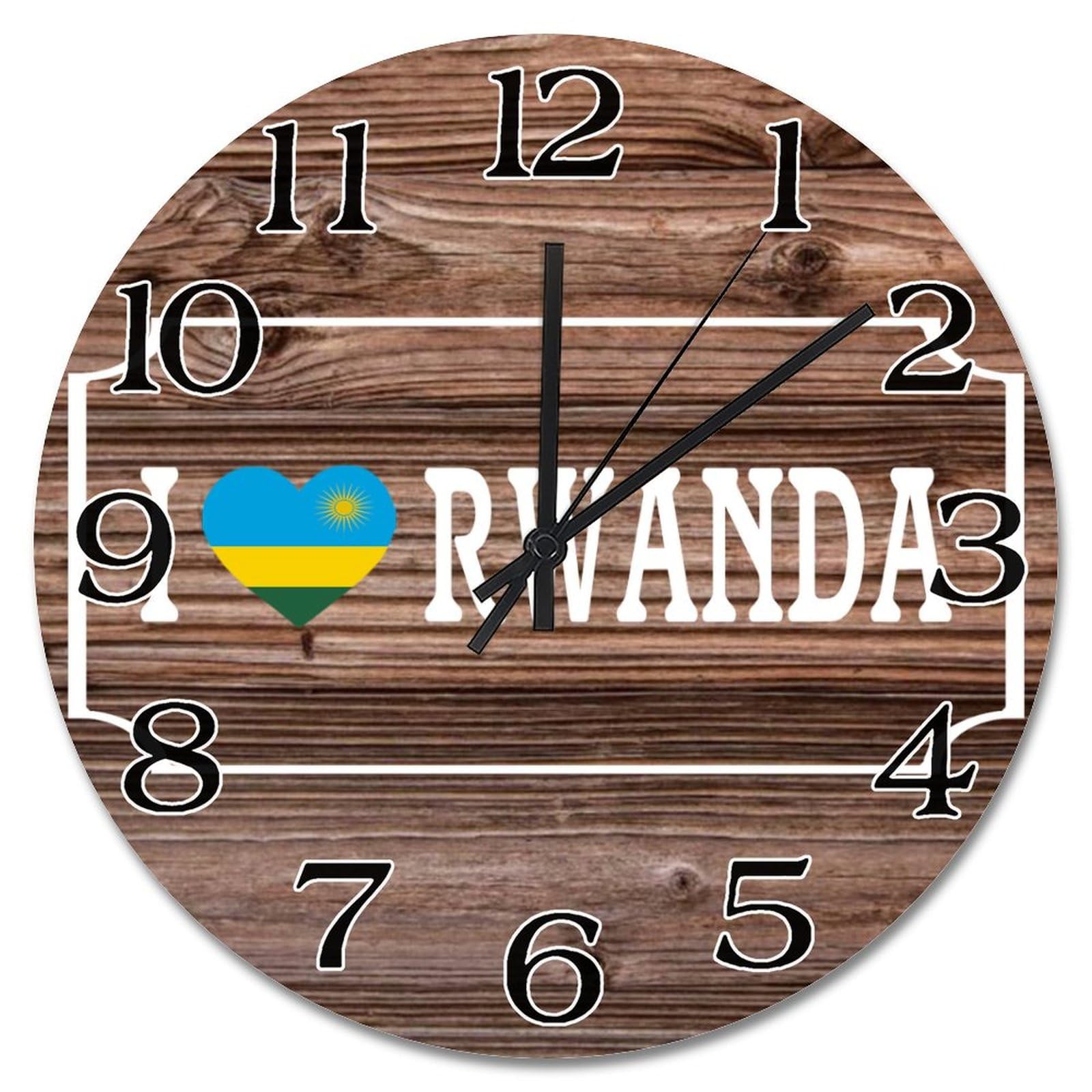 Horloge silencieuse sans tic-tac motif drapeau Rwanda 30 cm
