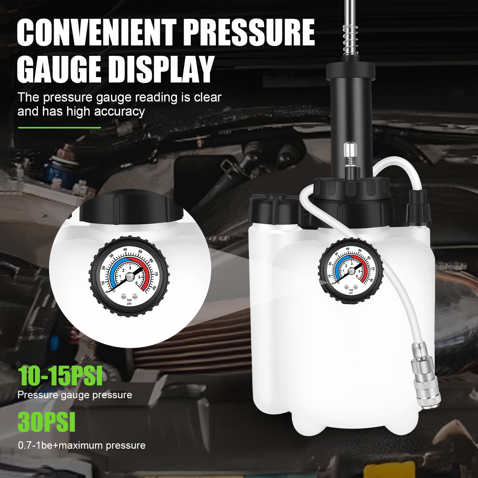 ASUNCELL 3L Auto Freno Purga, Manual Freno Fuid Presión Purgador Botella, Profesional Un Hombre Coche Freno Kit, Adaptador para la mayoría de los Modelos Europeos