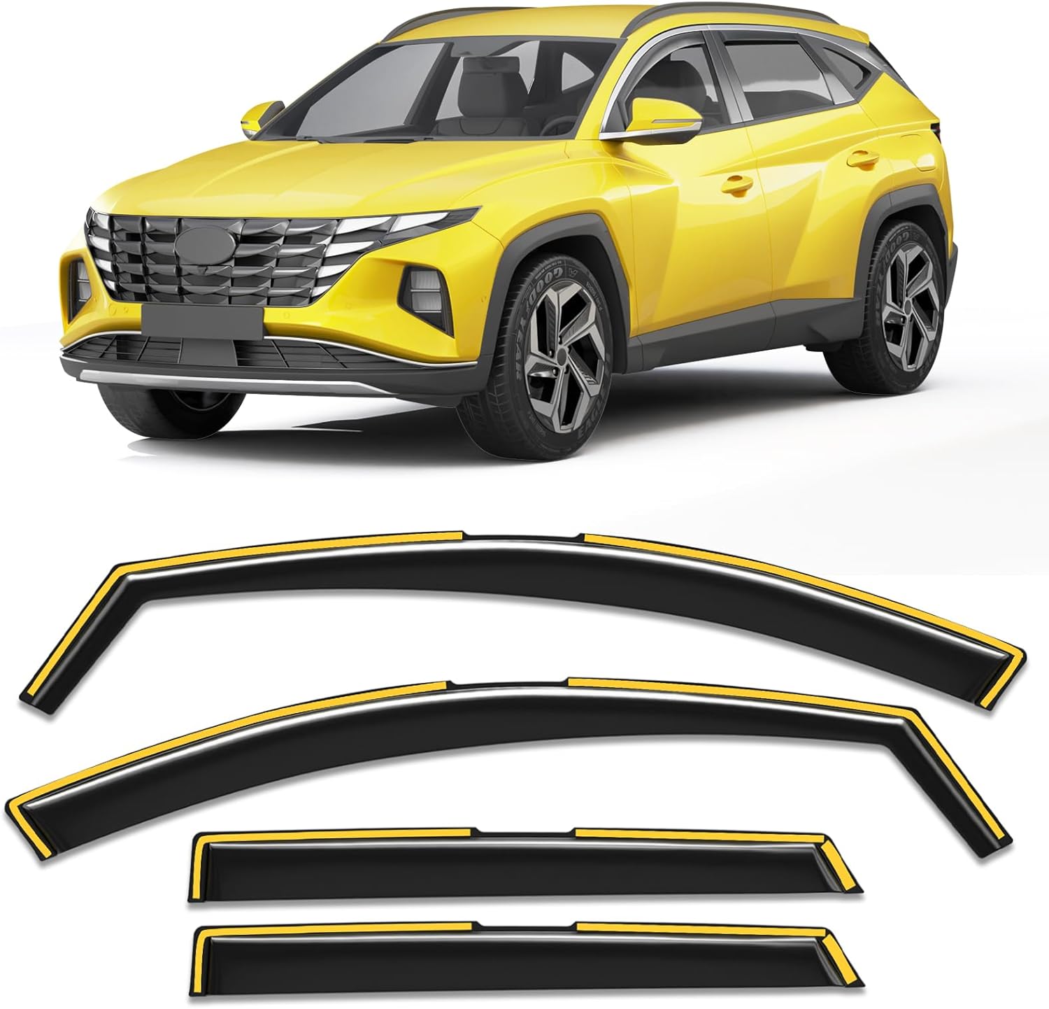 in-Channel Window Rain Guard for Fit for Hyundai Tucson 2022 2024 2023 2025 Rain Guards Side Window Visors Low Profile Vent Visor Window Deflectors Vent Shades Car Accessories 2022-2025 Hyundai Tucson
