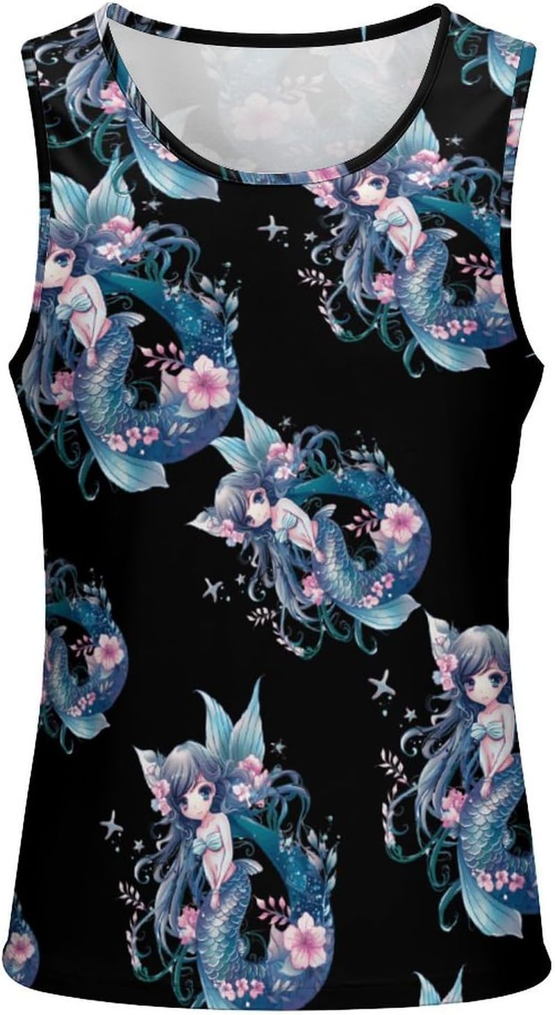 Mermaid Men's Tank Top Sleeveless Muscle Shirts Vest Beach T Shirts for Workout Gym