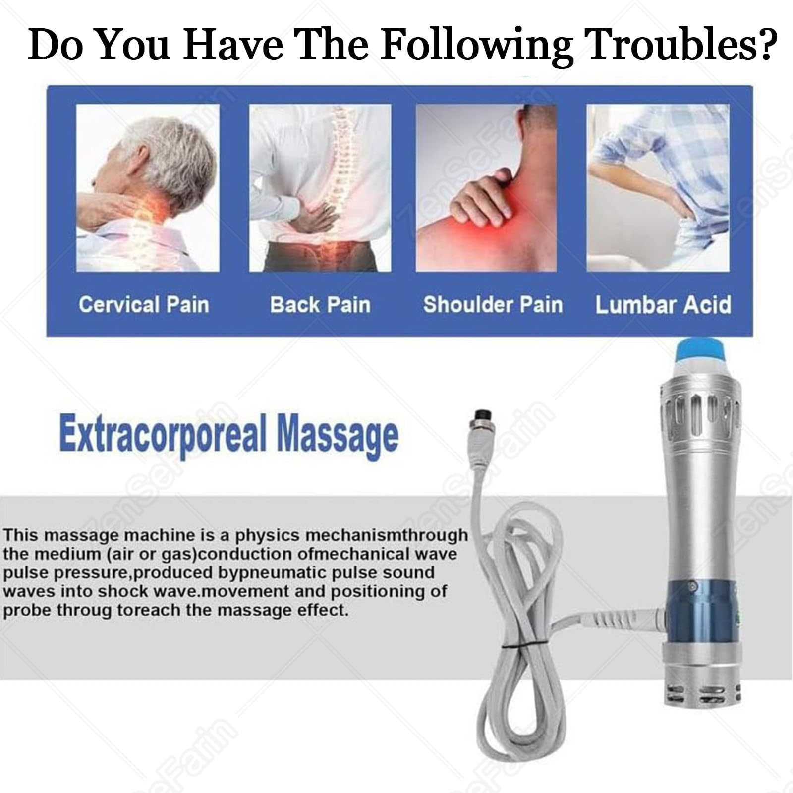Instrumento De Fisioterapia Máquina Terapia Ondas Choque Extracorpóreas Masajeador Alivio Dolor Muscular,12 Modos,con 10 Cabezales Masaje Y Pantalla HD para Masaje Tejido Profundo
