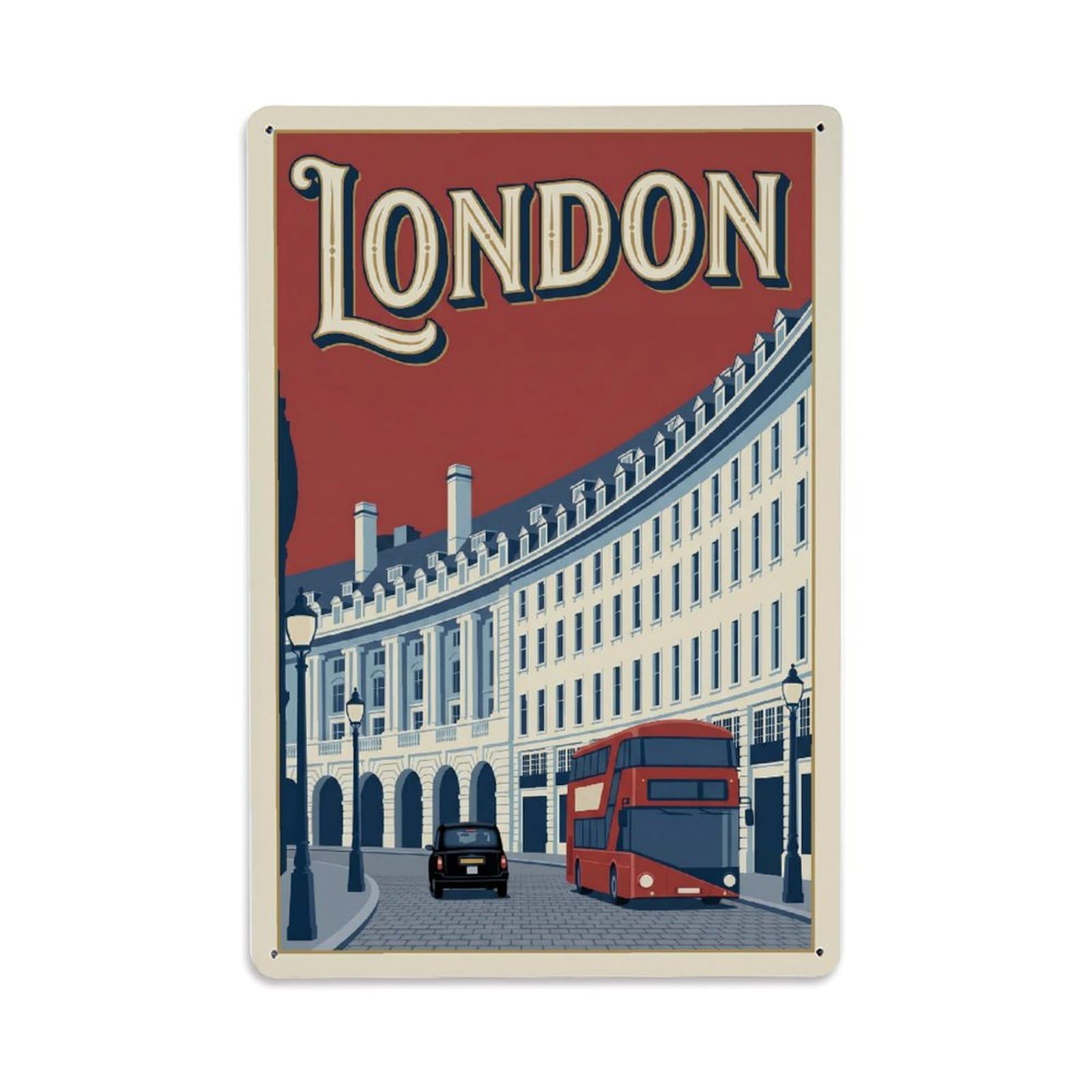 Vintage Travel London Regent Street Architecture Clean England Metal Tin Sign Plaque Wall Decor for Cafe, Club Bar, Office, Home Garden Metal Poster 8x12Inch