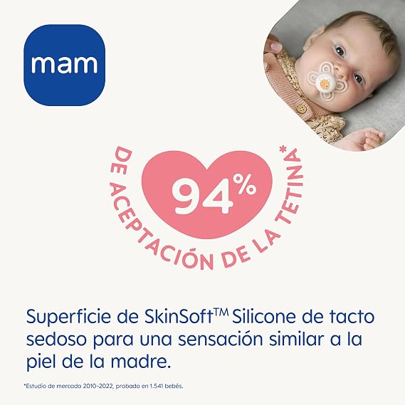 MAM Perfect Pacifier for Babies +16 Months, Matte Blue, 2 pcs