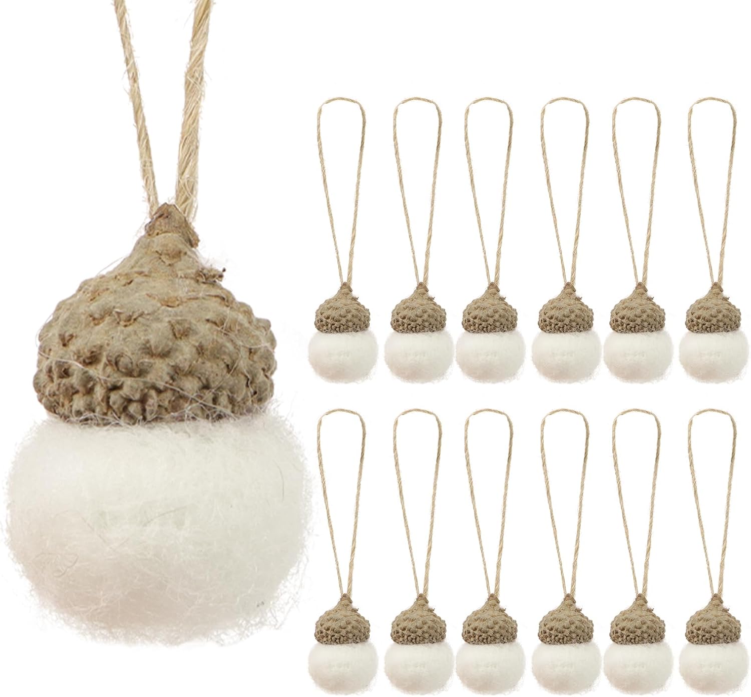 12pcs Felt Acorn Ornaments White Acorn Ornaments for