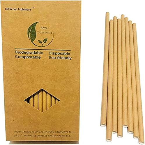 Pajitas de papel kraft natural, pajitas reciclables para beber, pajitas de color marrón sin plasma, ideales para cócteles, fiestas, bodas