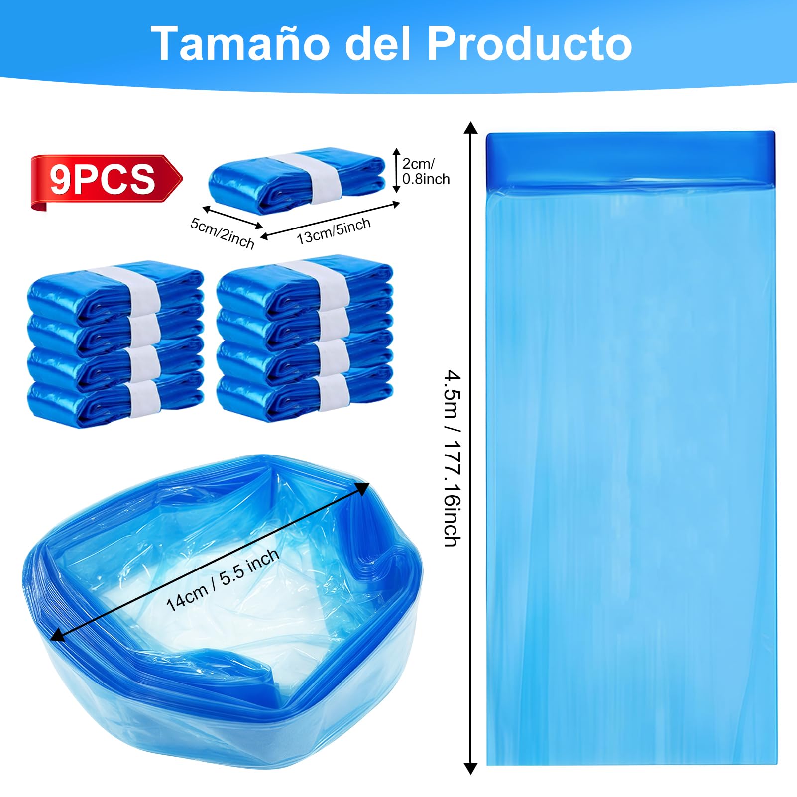 9 Piezas Recambios Cubos de Pañales, 4.5M Bolsa de Relleno para Papelera Pañales Bebe Excelente Sellado,Todos Contenedores Pañales