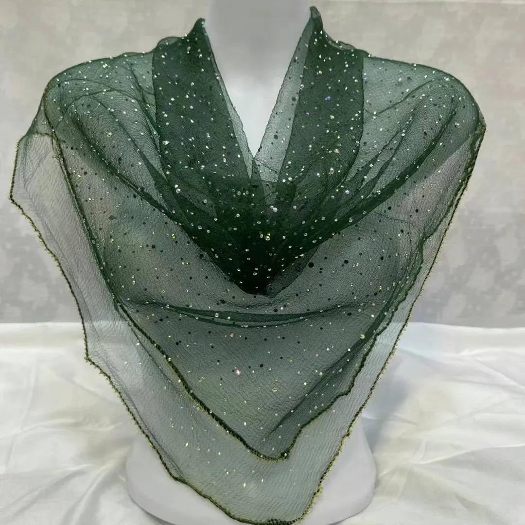 Women's Sparkling Head Scarf,Rhinestone Mesh Hair Scarf,Lightweight Soft Hair Wrap,Versatile Temperament Glitter Hair image 3