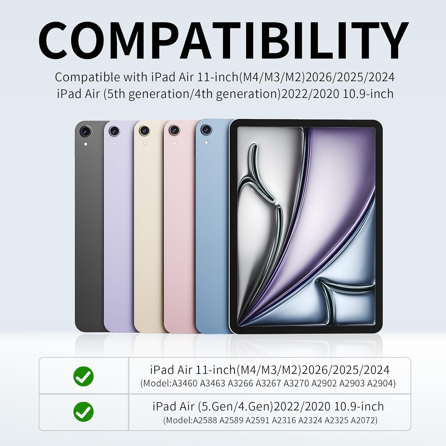 Case for iPad Air 11 inch M4/M3/M2(2026/2025/2024), iPad Air 5th/4th Gen (2022/2020) 10.9 inch,Slim Magnetic Attachment Protective Tablet Case, Auto Wake/Sleep, Hidden Pencil Holder (Grey)