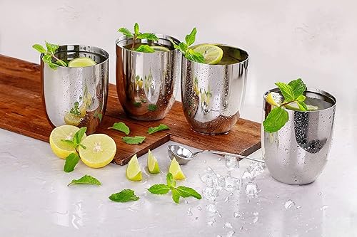 Miniatura 3 de Vinod Juego de 6 vasos de acero inoxidable - Vasos de metal premium  Vasos de cerveza  Vaso de jugo