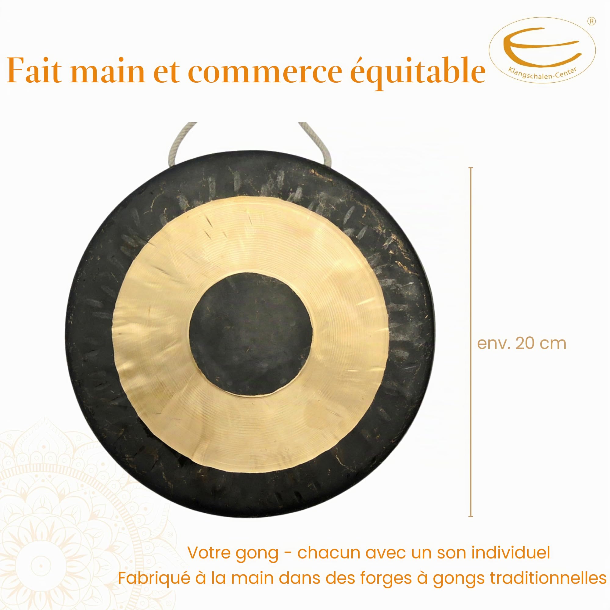 Tamtam Gong/Whood Chau Gong Ø20 cm inclusive battant en bois/coton – 7020