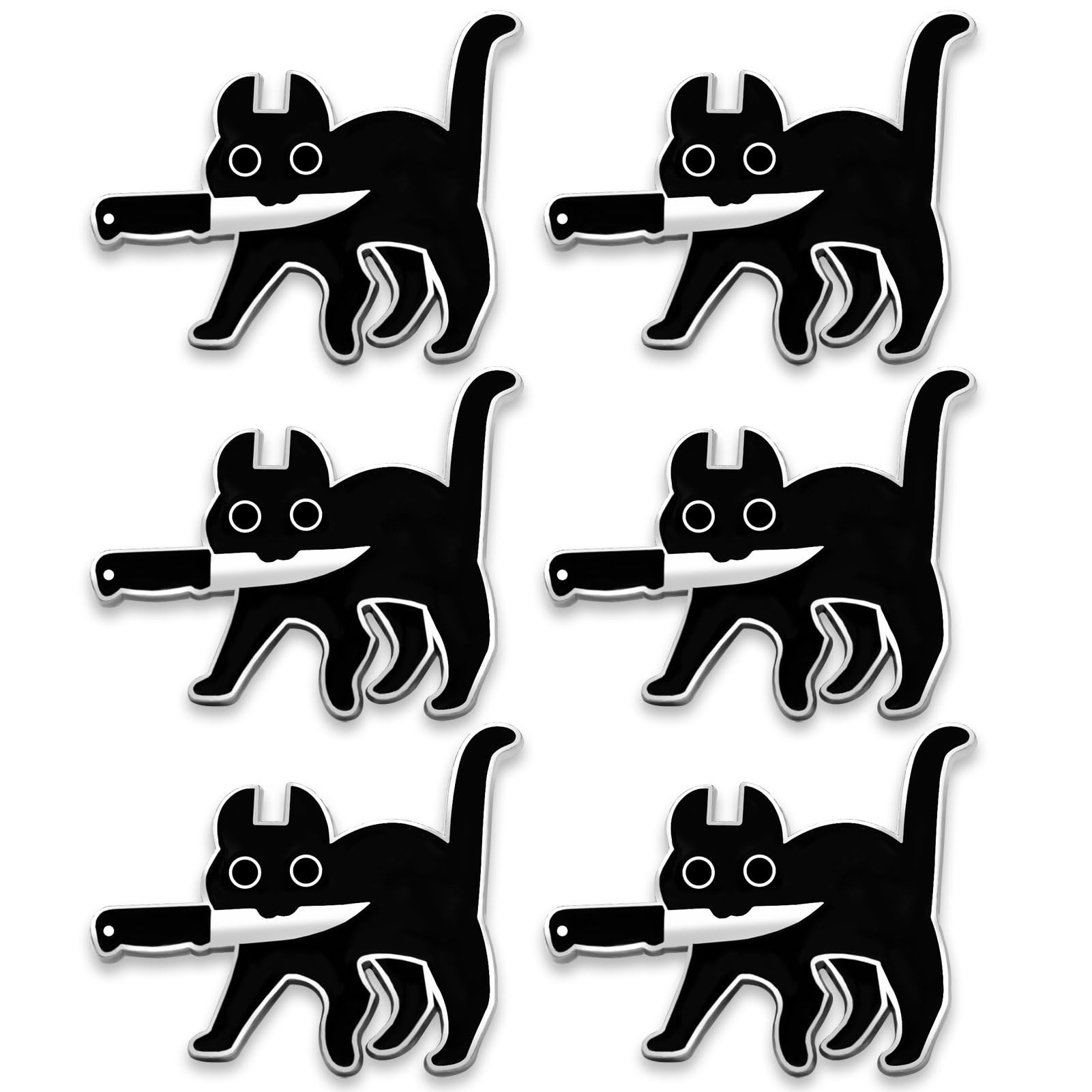 Funny Enamel Pin 6 Packs Cute Cartoon Lapel Pins Collar Brooch Badge Stuff for Backpack, Hat, Bag, Clothes, Jacket, T-shirt, Skirt (Cat)
