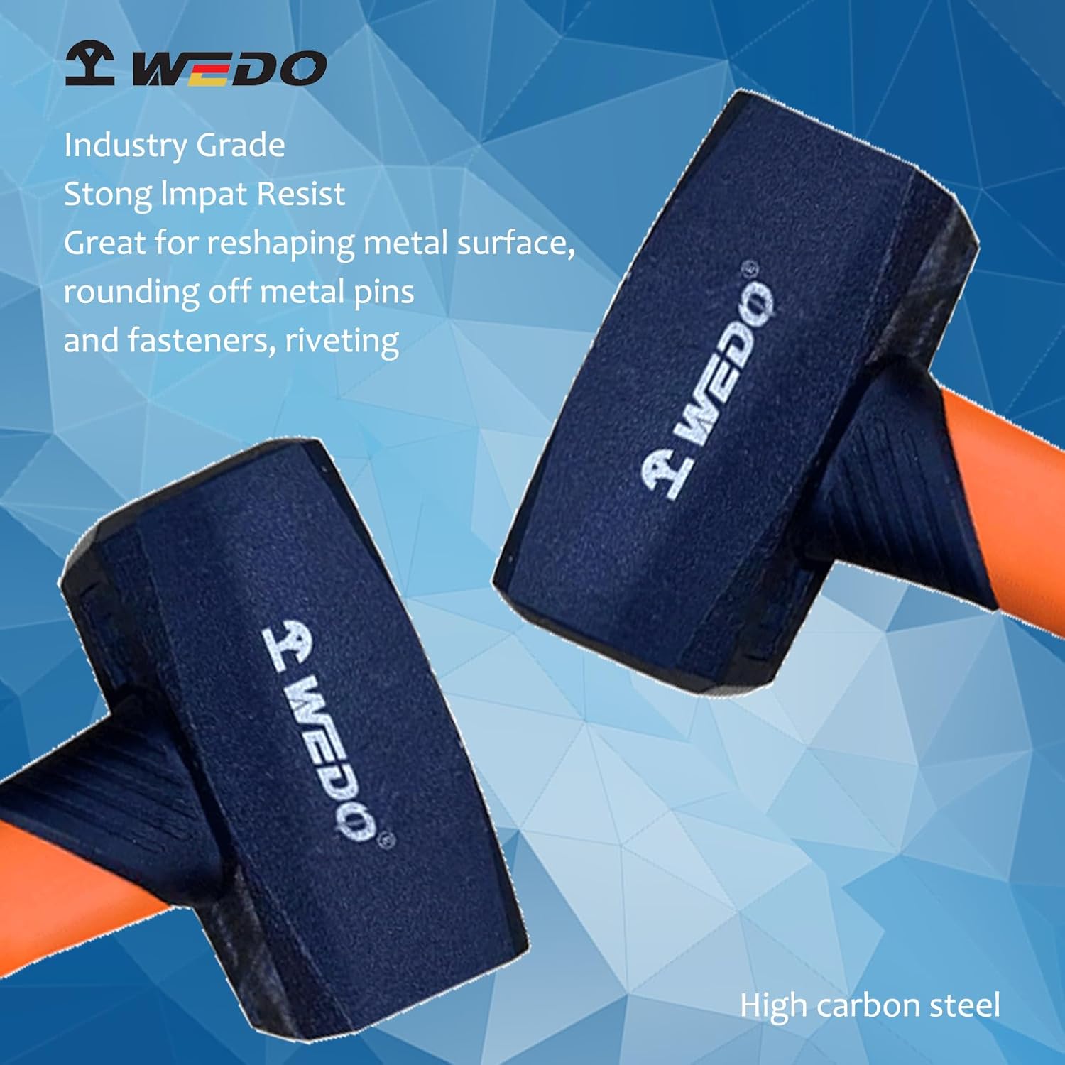 WEDO Sledge Hammer - 1250g,High Carbon Steel,Anti-Slip Handle,Drilling Hammer for Construction,Gardening,Yard Work