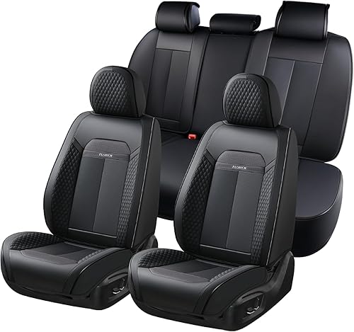 Miniatura 27 de FLORICH Funda de Asiento de Automóvil para Asientos Completos con Cuero Impermeable, Protectores de Asiento de Automóvil con Bolsillo de 2-Línea
