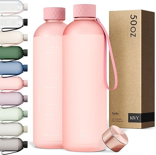 Miniatura 47 de KIVY Botella de agua grande de 50 onzas [ligera e inastillable] Se adapta a mochila y portavasos para viajes, deportes, escuela, botella de agua