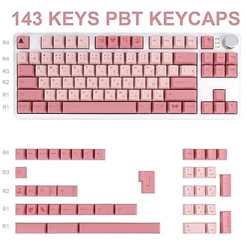 GEKUCAP 143 Keys Pink Japanese Keycaps - PBT Dye Sublimation