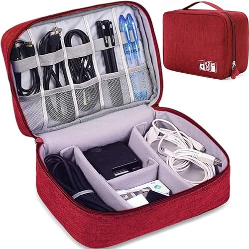 Organizador electrónico impermeable - Bolsa de transporte duradera y pequeña para accesorios electrónicos, compatible con cargador de portátil,