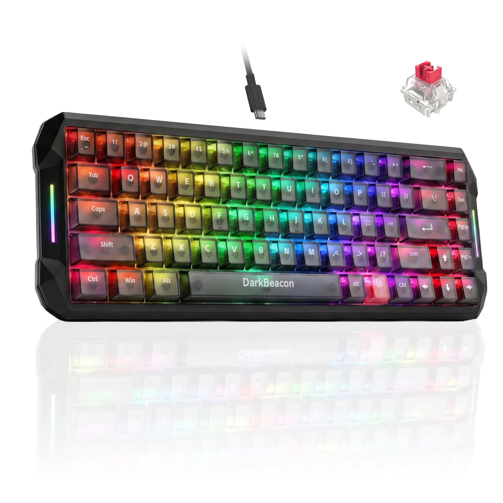 DarkBeacon Flux68 HE Tastiera meccanica da gioco Rapid Trigger con azionamento regolabile 0,01-3,5 mm, 8000Hz, interruttore magnetico effetto Hall, software AI, tastiera cablata RGB 65% per PC