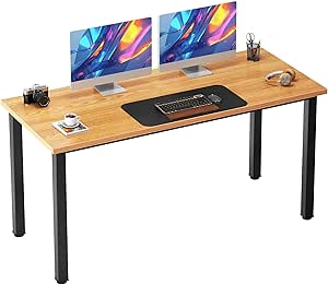 54.3 Inch Large Computer Desk, Modern Simple Style Teak Home Office Desk