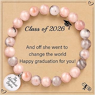 2026 Graduation Gifts for Her Graduation Bracelet Class of 2026 College High School 8th 5th Grade Gifts for Daughter Granddaughter Nature Stone Bracelets for Women Inspirational Gifts Jewelry