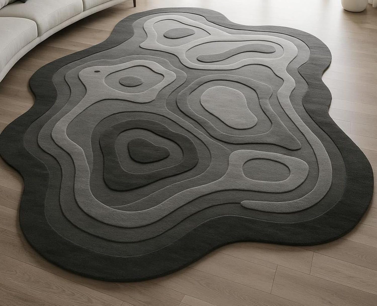 Rugs for livingroom Bedroom Hall 4x6 feet Size Irregular Shape Abstract Pattern High Low Soft Pile Handmade Quality Antiskid Antislip Backing Soft Newzealand Wool.