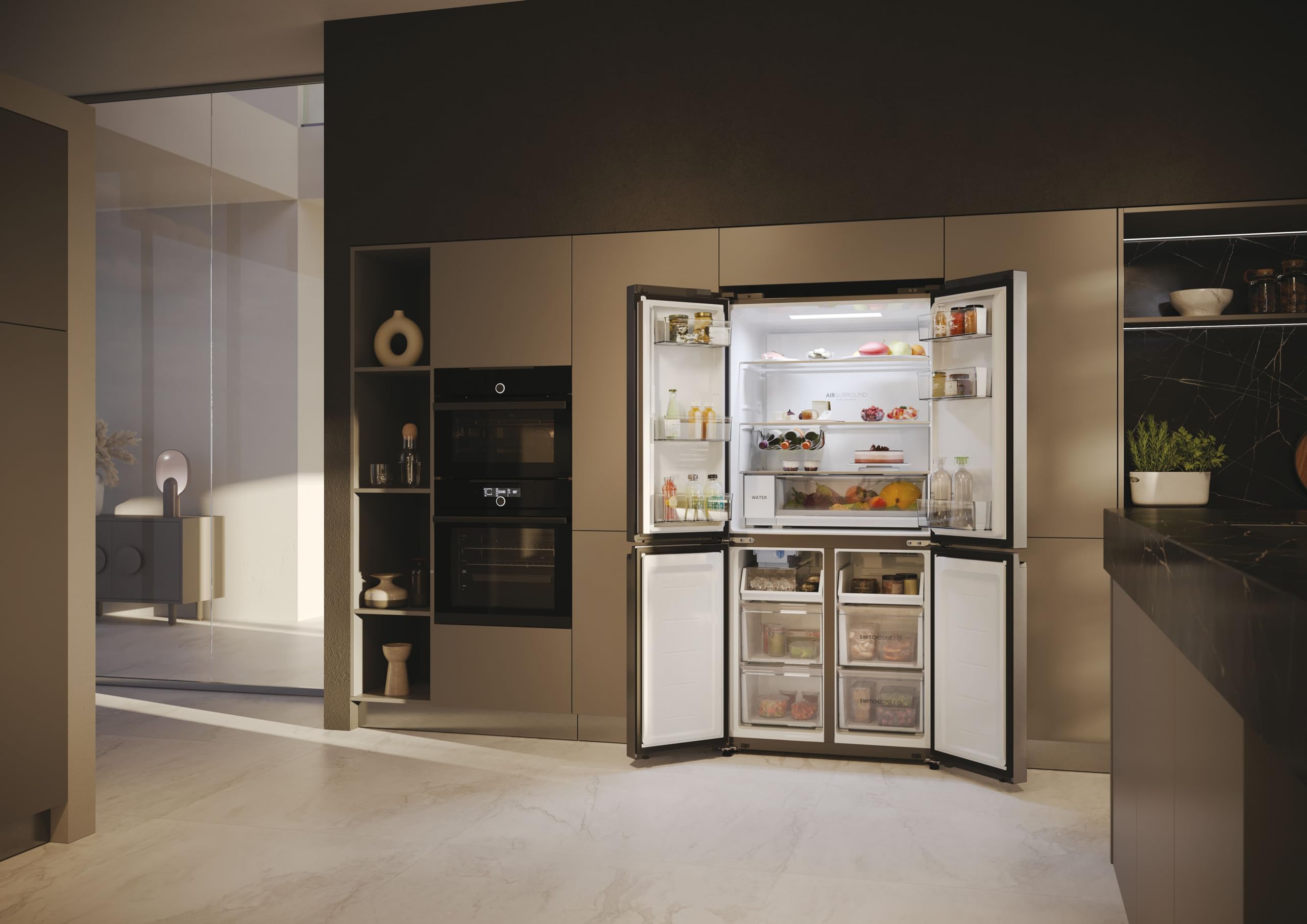 Haier CUBE 83 SERIE 5 HCW58F18EHMP Frigorifero Frigorifero/Total No Frost/Smart Hon-App/Dispenser Acqua & Macchina per cubetti di ghiaccio/ABT Pro/HumidityZone/MySwitchZone/Acciaio inossidabile