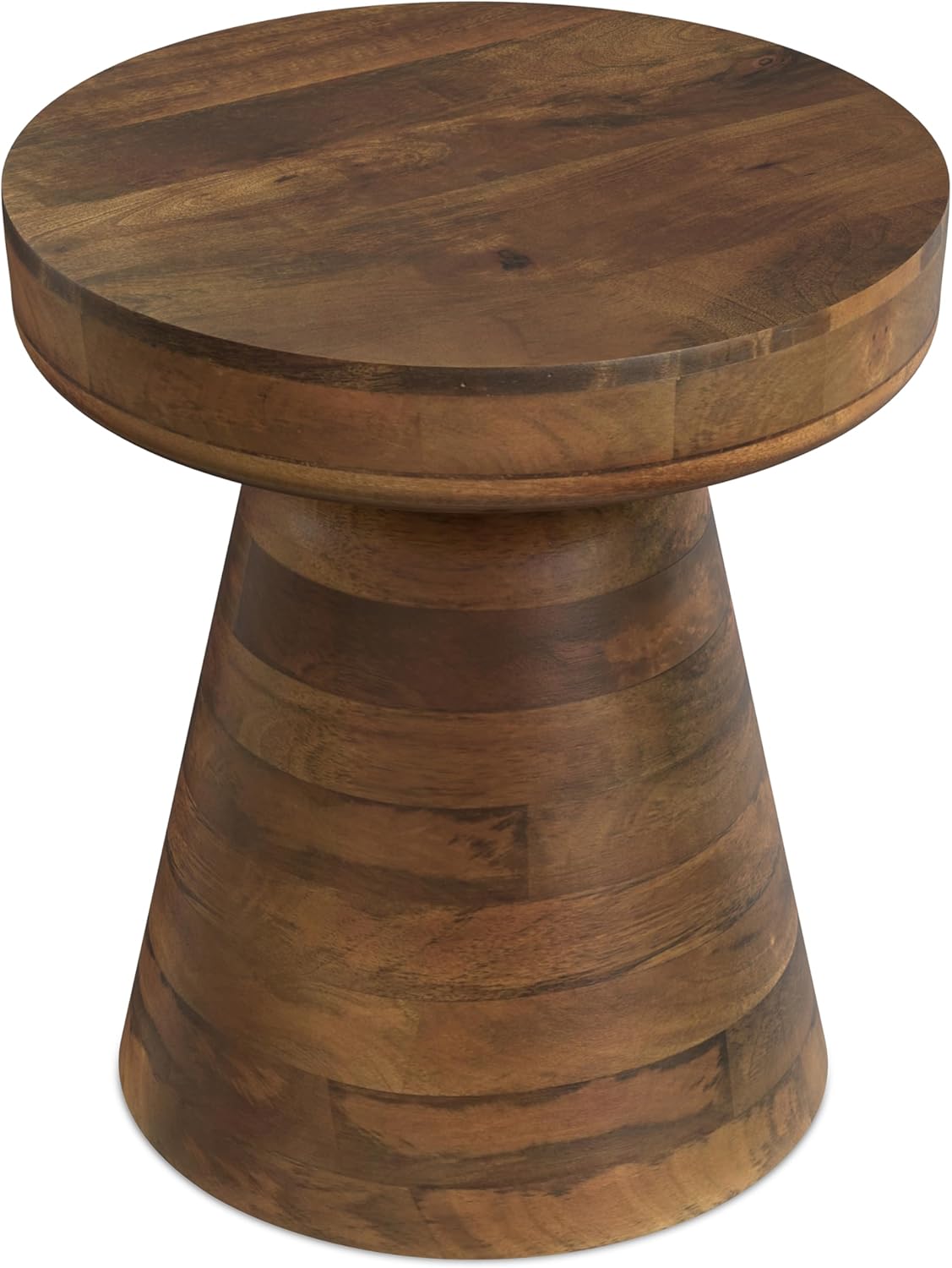 SIMPLIHOME Robbie Accent Table - 16 inch Wide Solid Mango Wood End Table in Walnut Brown, Boho Contemporary Rustic Side Table for Living Room or Bedroom with Multipurpose Function, Assembled